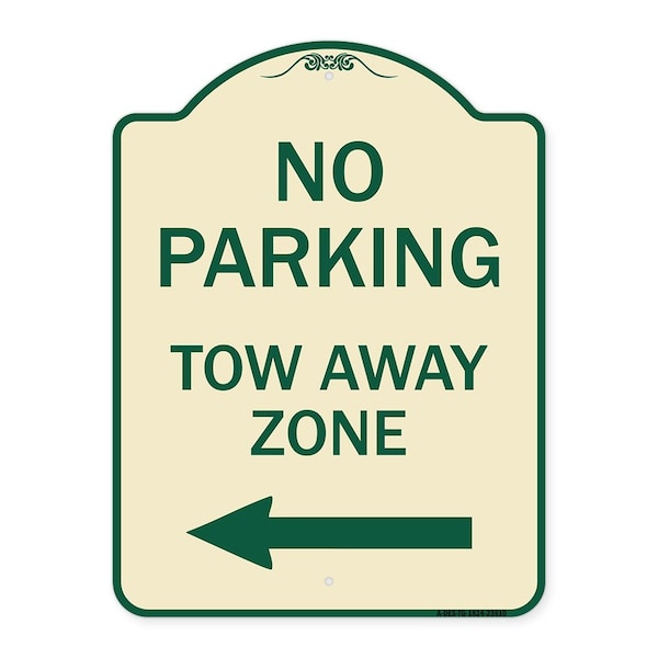 Signmission No Parking Tow Away Zone W/ Left Arrow Heavy-Gauge Aluminum Sign, 24" x 18", TG-1824-23610 A-DES-TG-1824-23610 - main